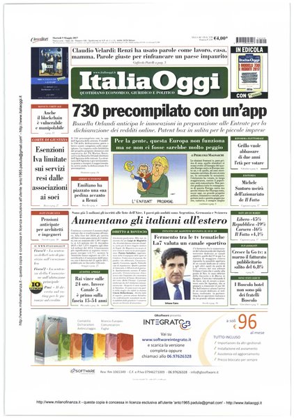 Italia oggi : quotidiano di economia finanza e politica